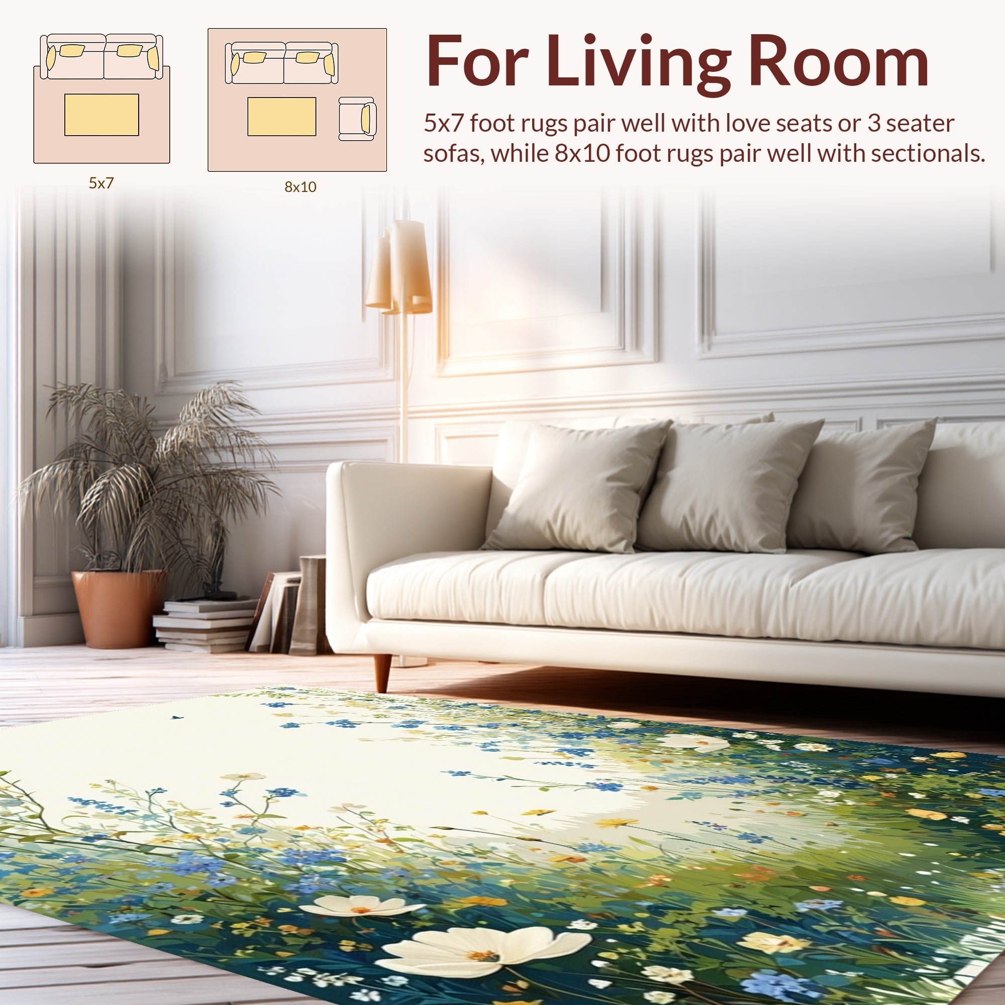Wildflower Meadow Vibrant Garden Design Rug
