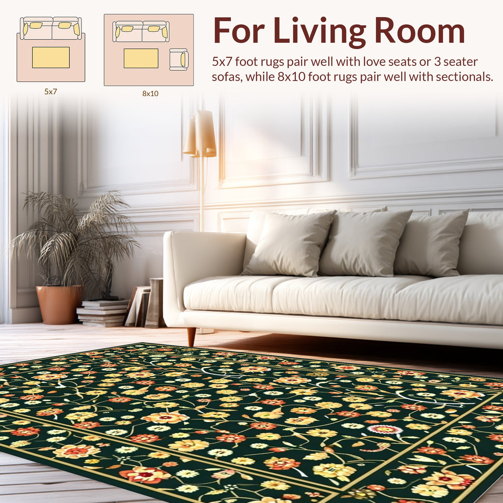Antique Floral Vine Pattern Rug