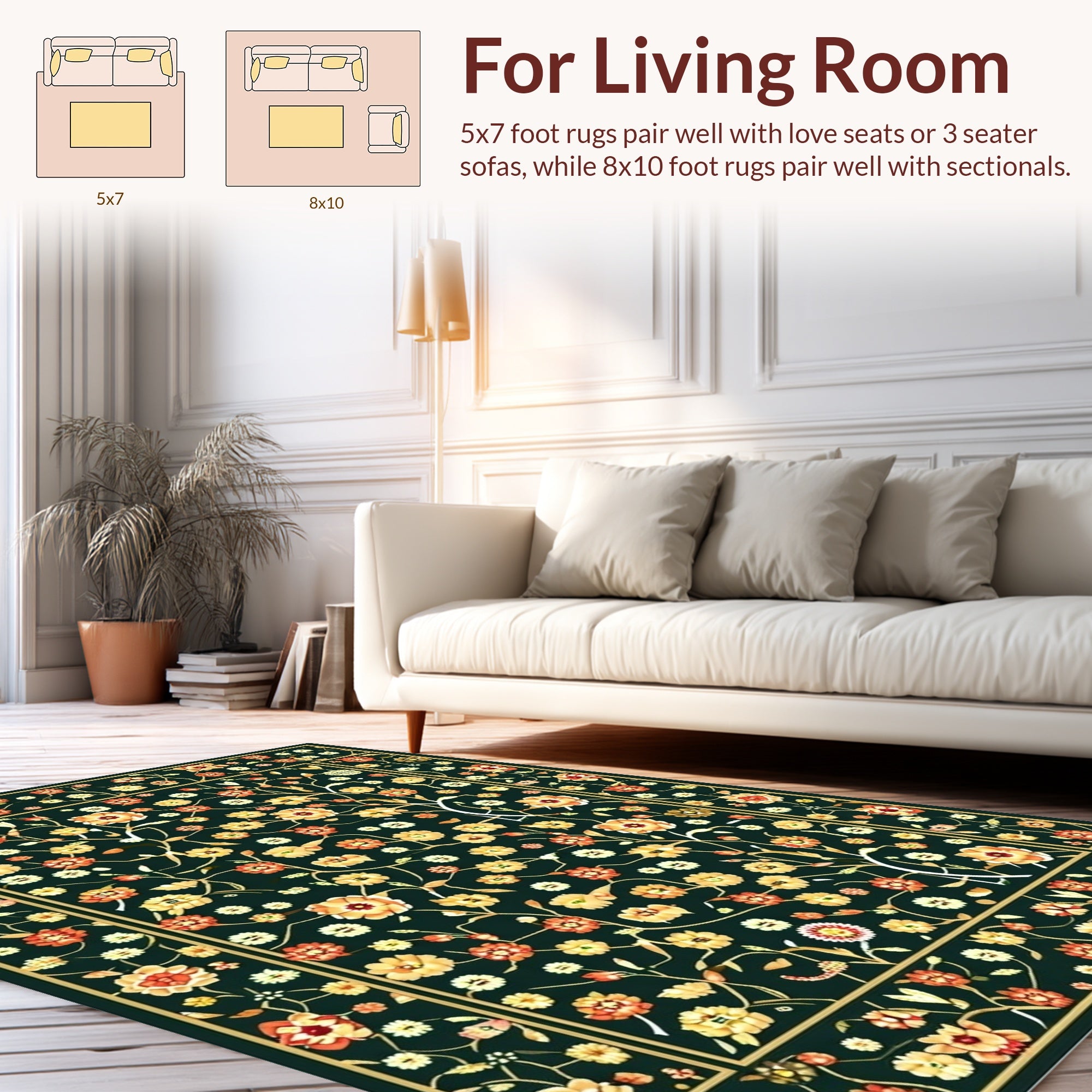 Antique Floral Vine Pattern Rug