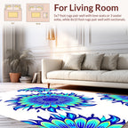 Mandala Blue Cyan Floral Pattern Rug