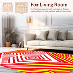 Bold Red Yellow Geometric Waves Rug