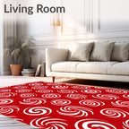 Red White Swirl Medley Rug