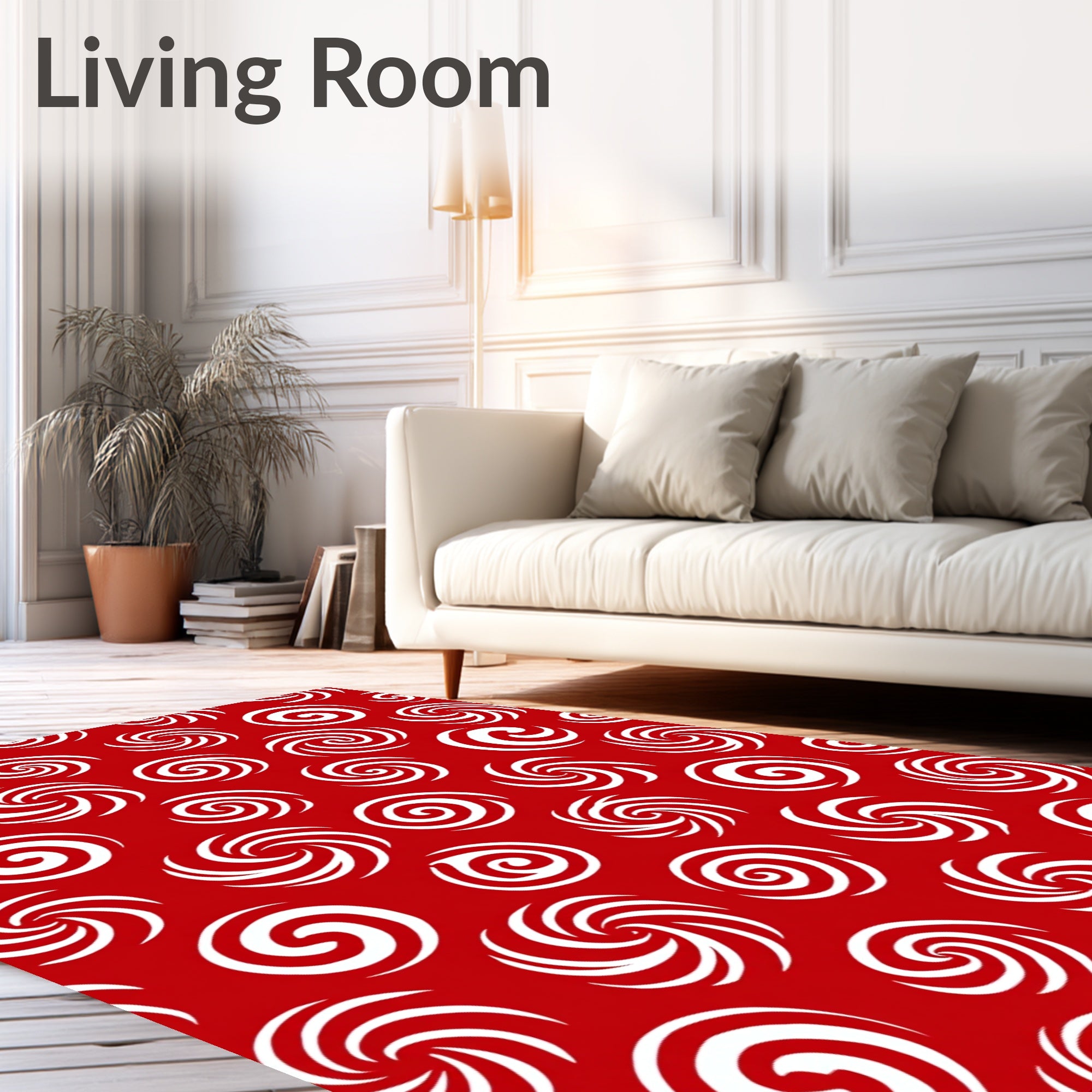 Red White Swirl Medley Rug