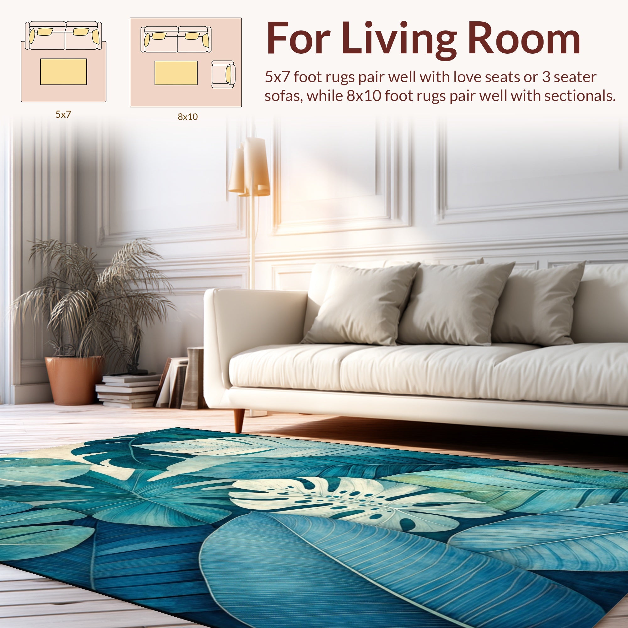 Tropical Leaf Print Design Rug