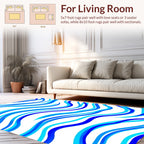 Flowing Blue Waves Design Rug