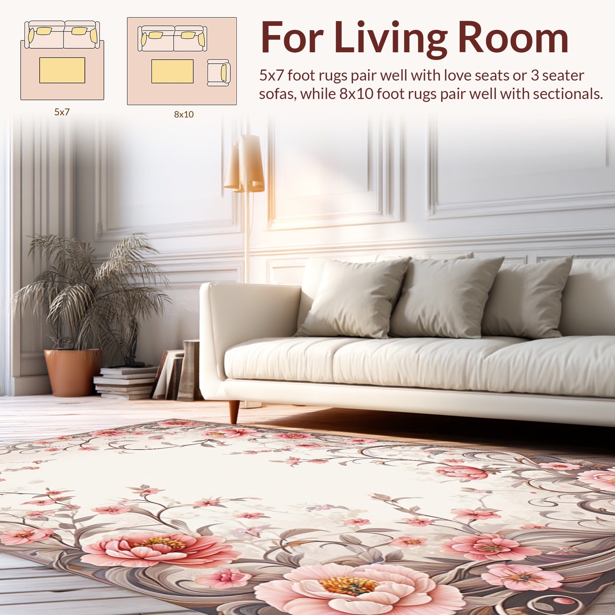 Charming Floral Vines Pattern Rug