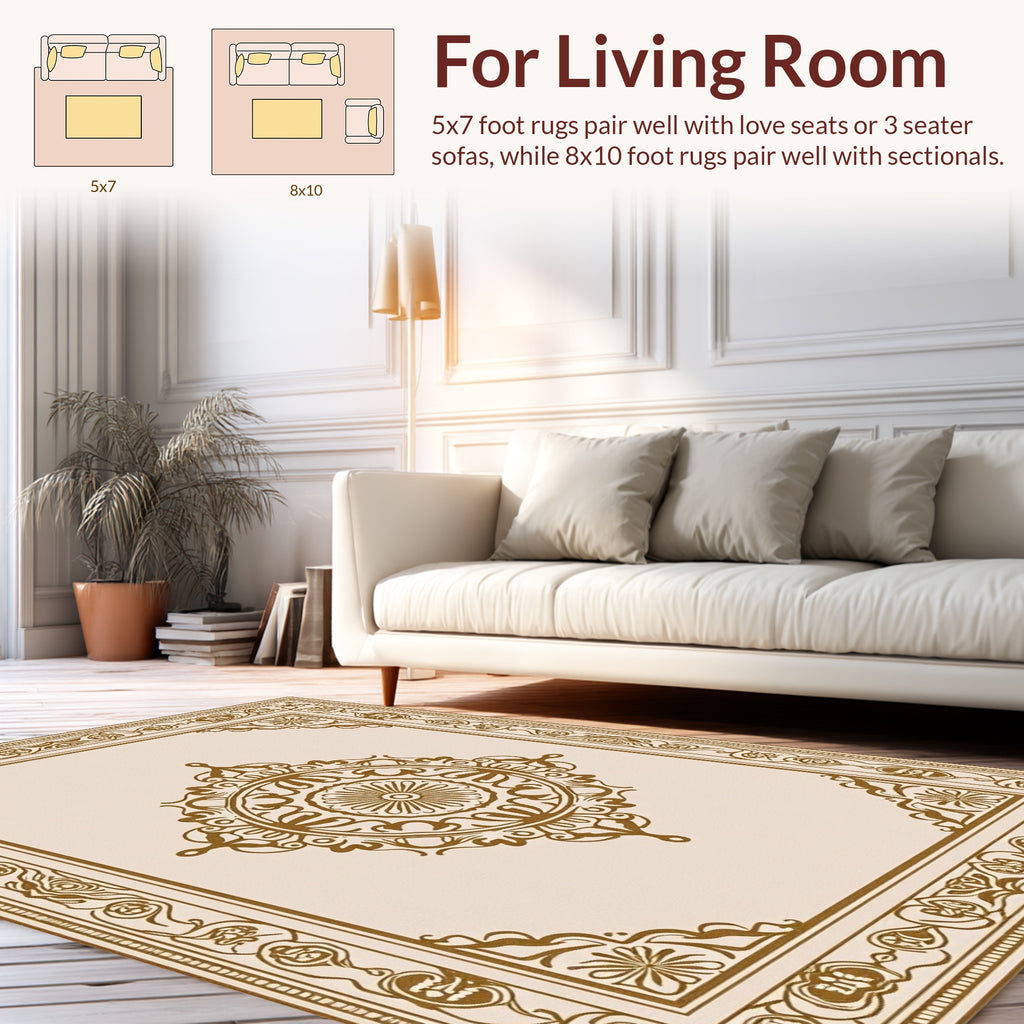Ornate Traditional Mandala Border Rug