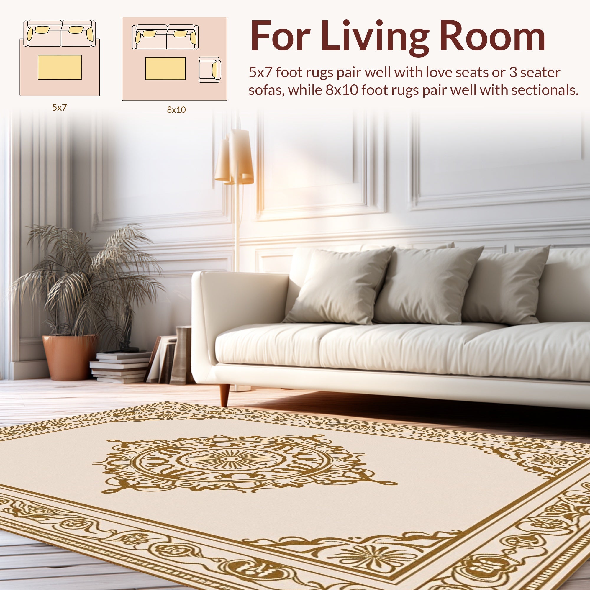 Ornate Traditional Mandala Border Rug