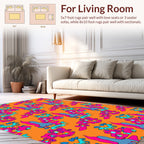 Funky Pink Blue Abstract Creatures Rug