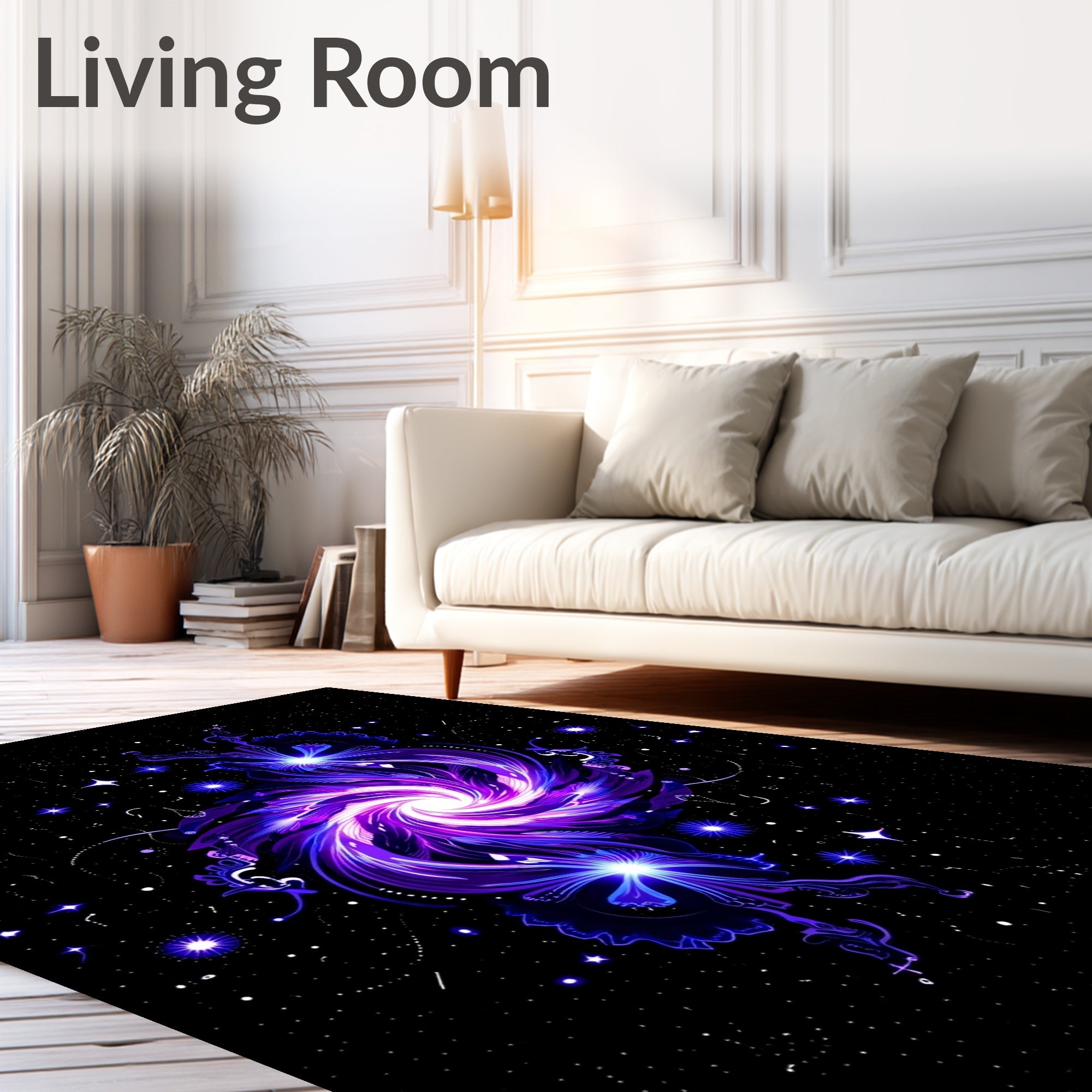 Cosmic Purple Galaxy Swirl Rug