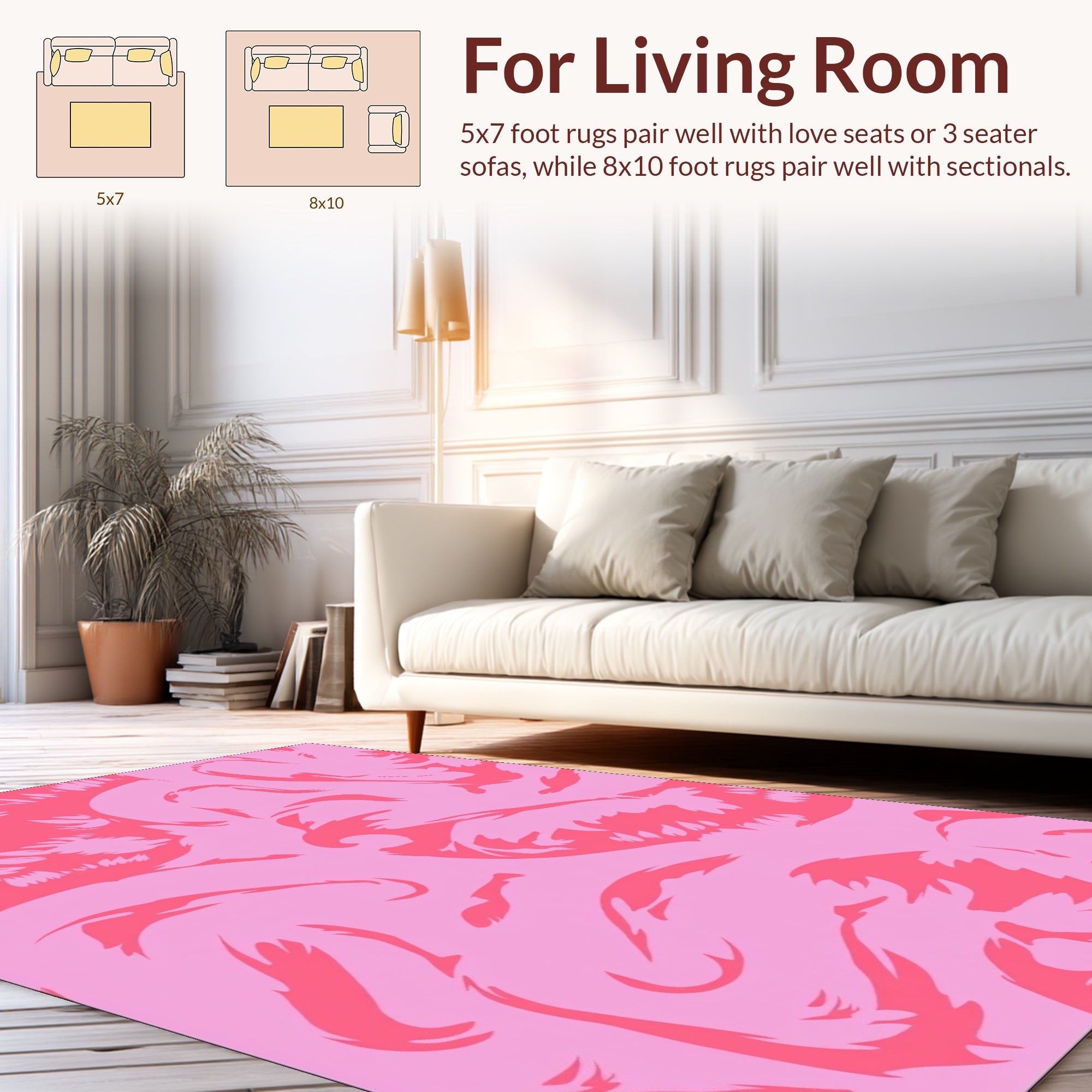 Pink Coral Abstract Brushstrokes Rug