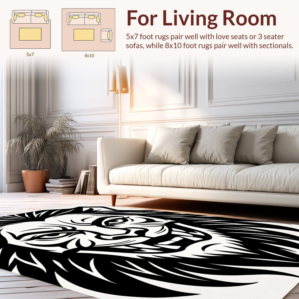 Bold Lion Face Graphic Rug