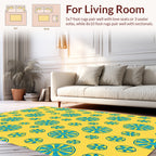 Fun Yellow Blue Round Pattern Rug