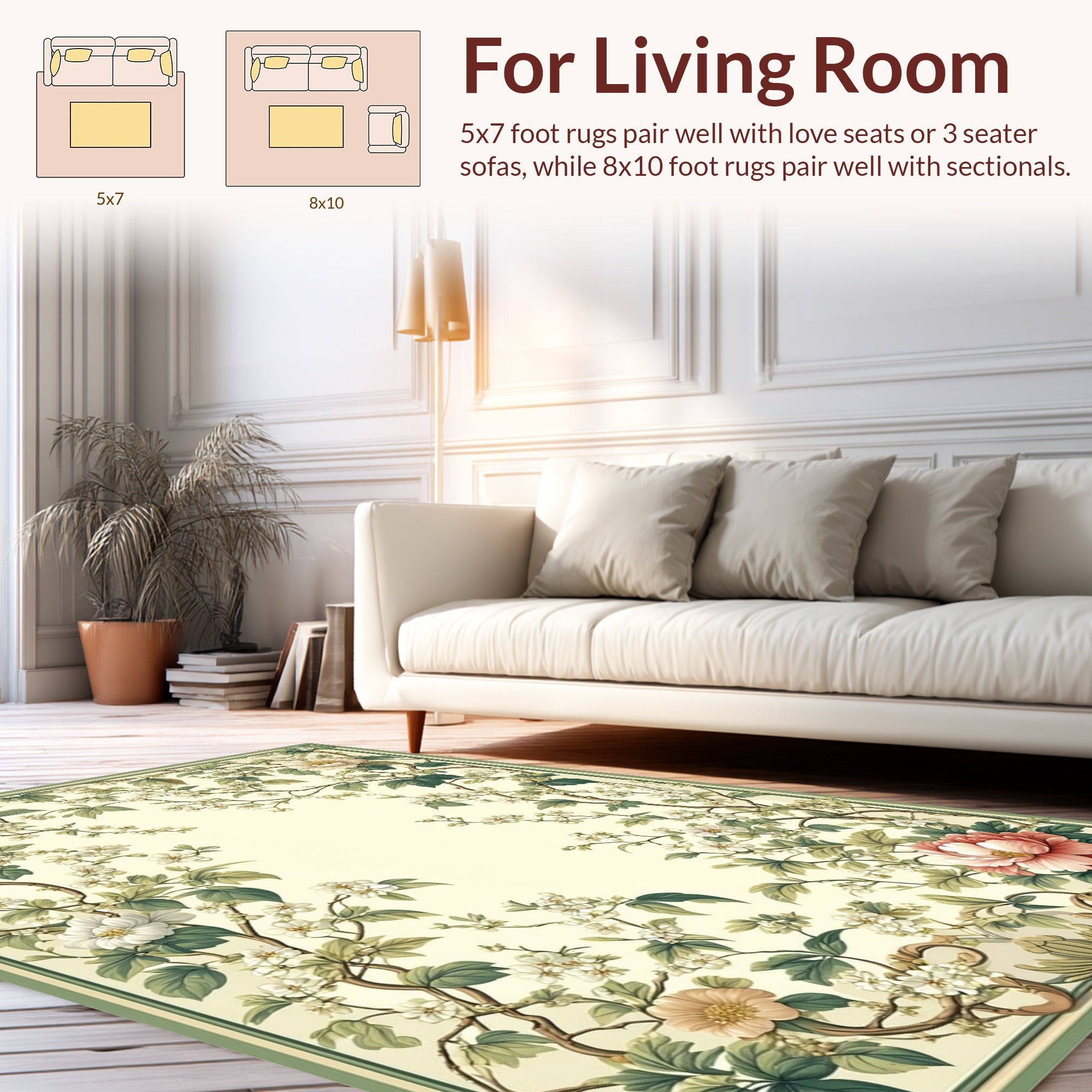 Vintage Floral Vine Pattern Rug