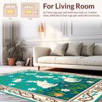 Spring Meadow Bunny Botanical Pattern Rug