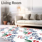 Red Blue Green Holly Berry Whirl Rug