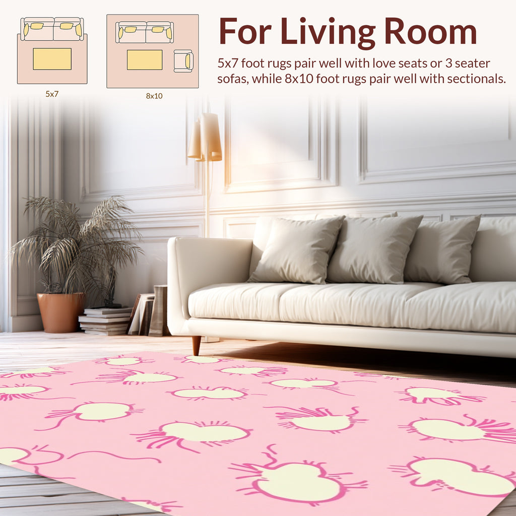 Pink Yellow Abstract Motif Rug