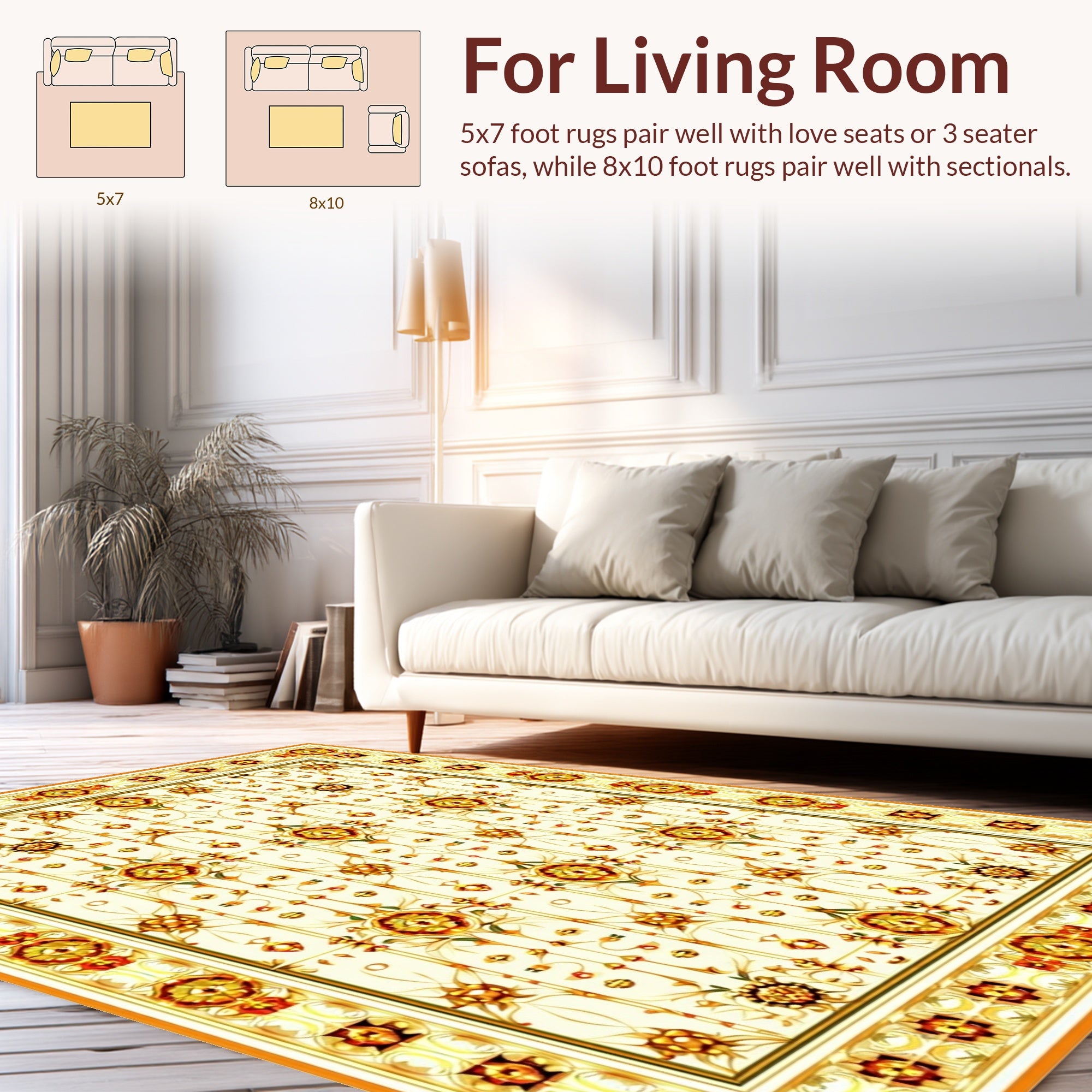 Elaborate Floral Medallion Pattern Rug