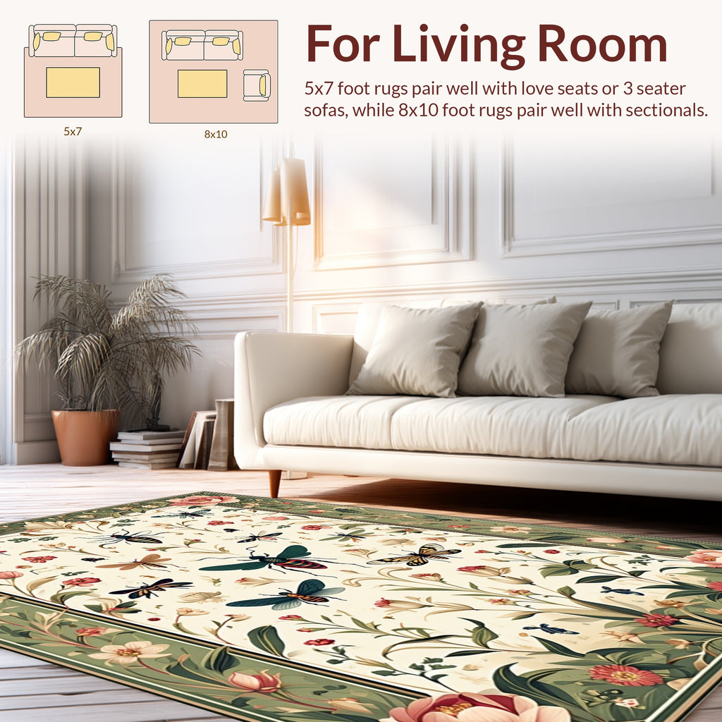 Nature Insects Botanical Pattern Rug