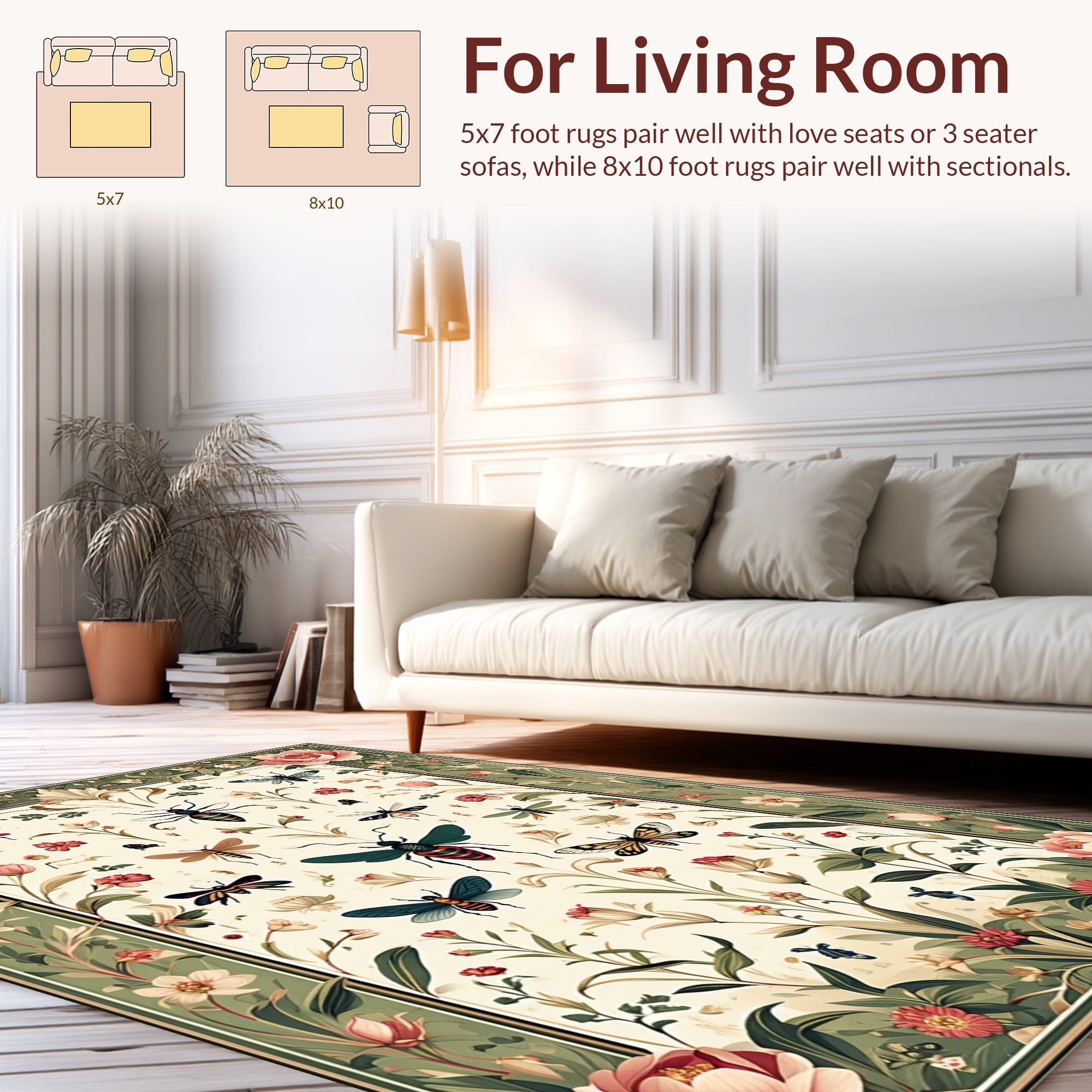 Nature Insects Botanical Pattern Rug