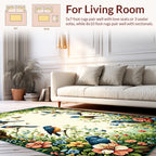 Charming Bird and Floral Nature Scene Rug