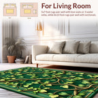 Green Vine And Leaf Patterned Rug