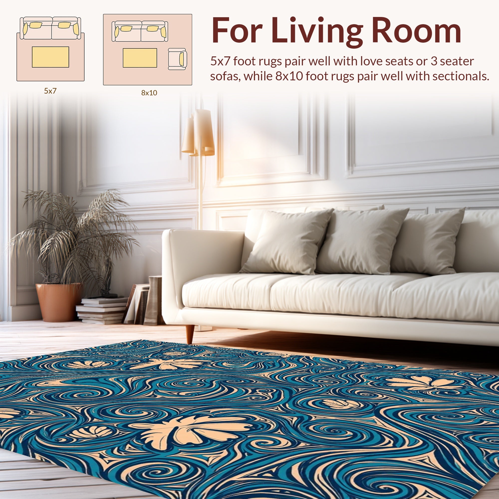 Abstract Floral Swirl Pattern Rug