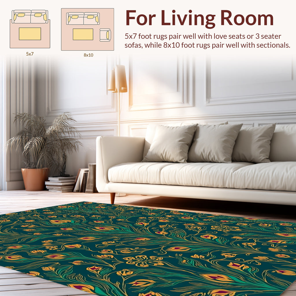 Art Nouveau Floral Swirl Pattern Rug