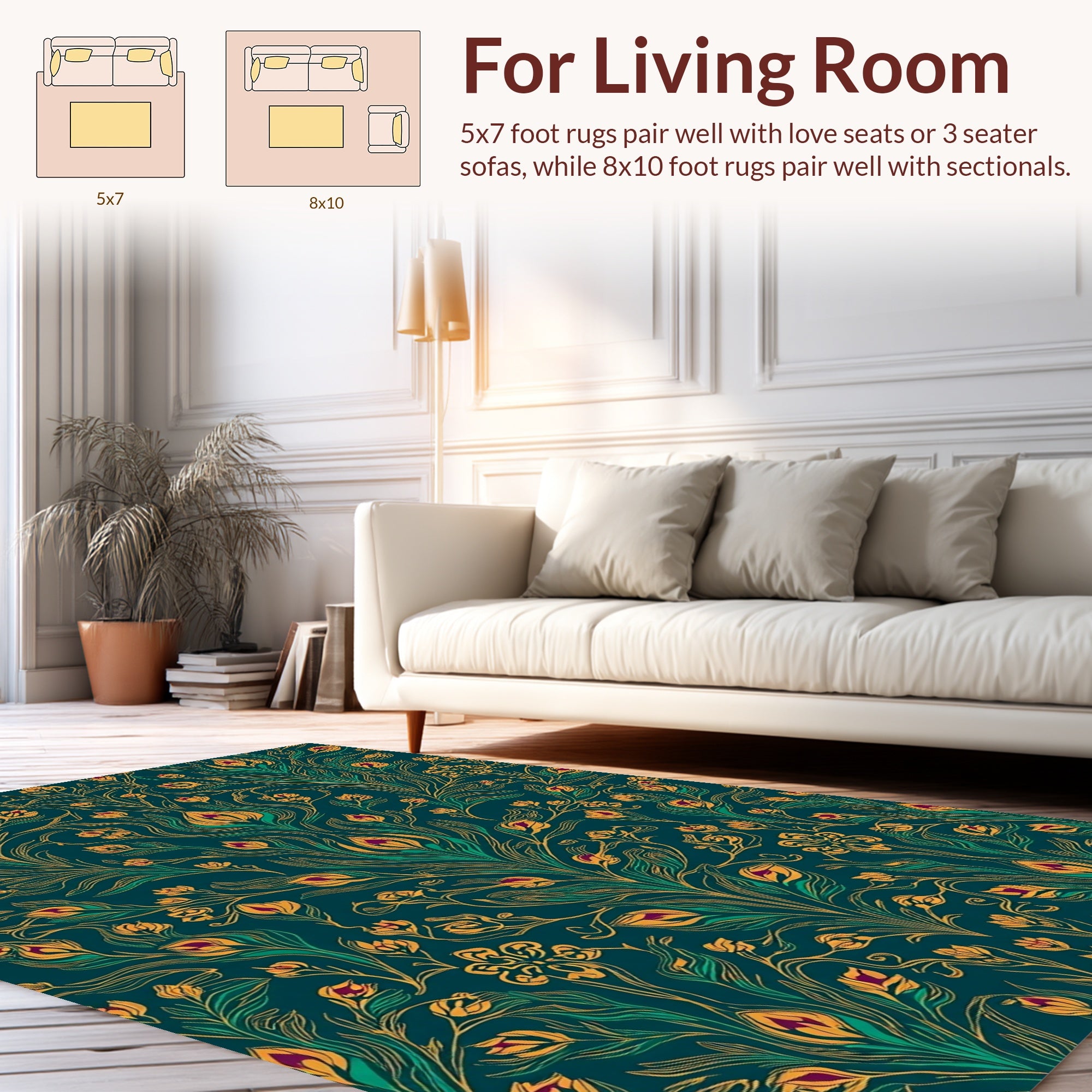 Art Nouveau Floral Swirl Pattern Rug