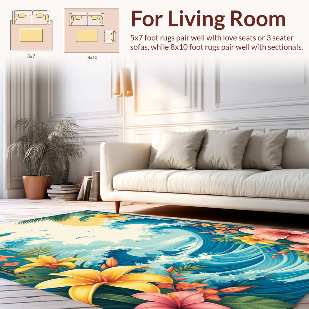Tropical Floral Wave Paradise Rug