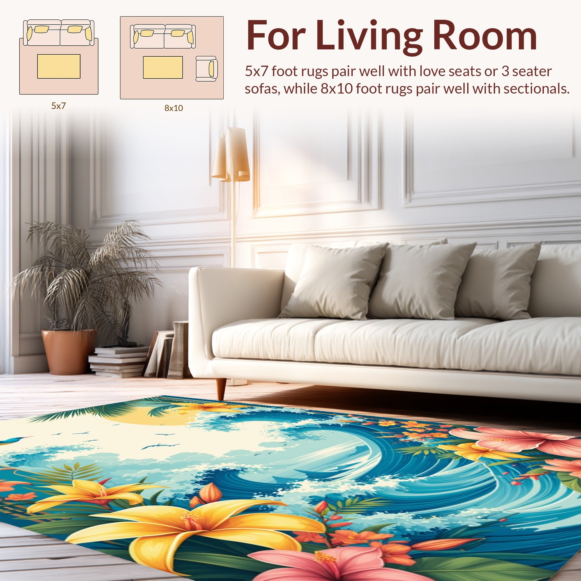 Tropical Floral Wave Paradise Rug