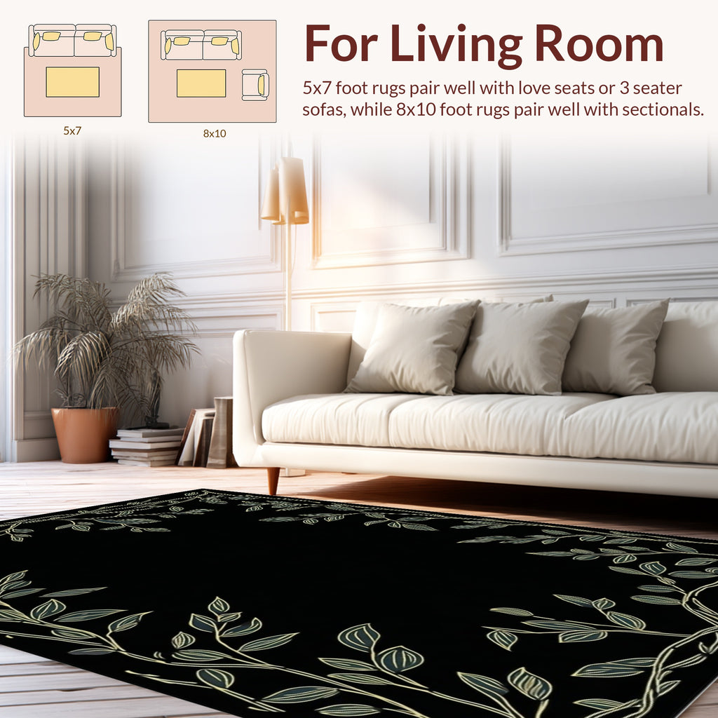 Botanical Vine Decorative Border Rug
