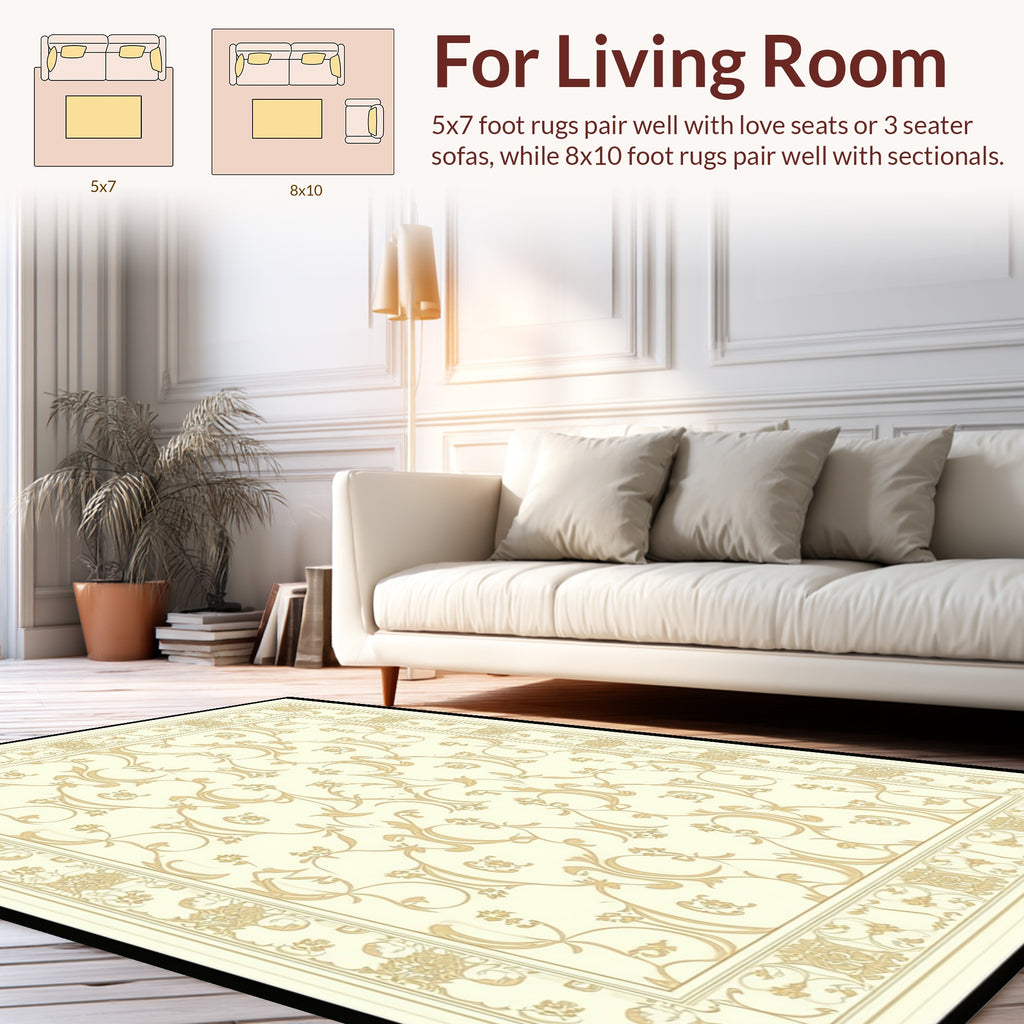 Ornate Damask Scroll Pattern Rug