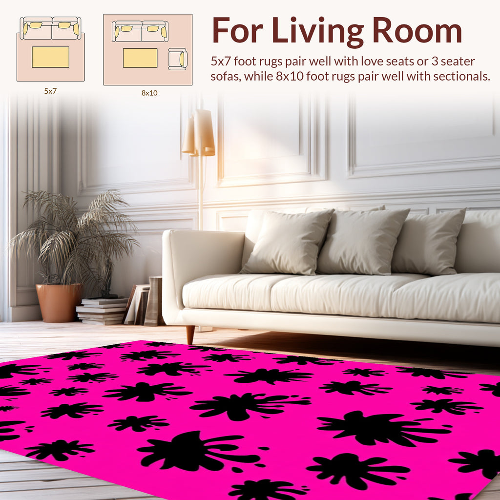 Bold Black Splatter Pattern Rug