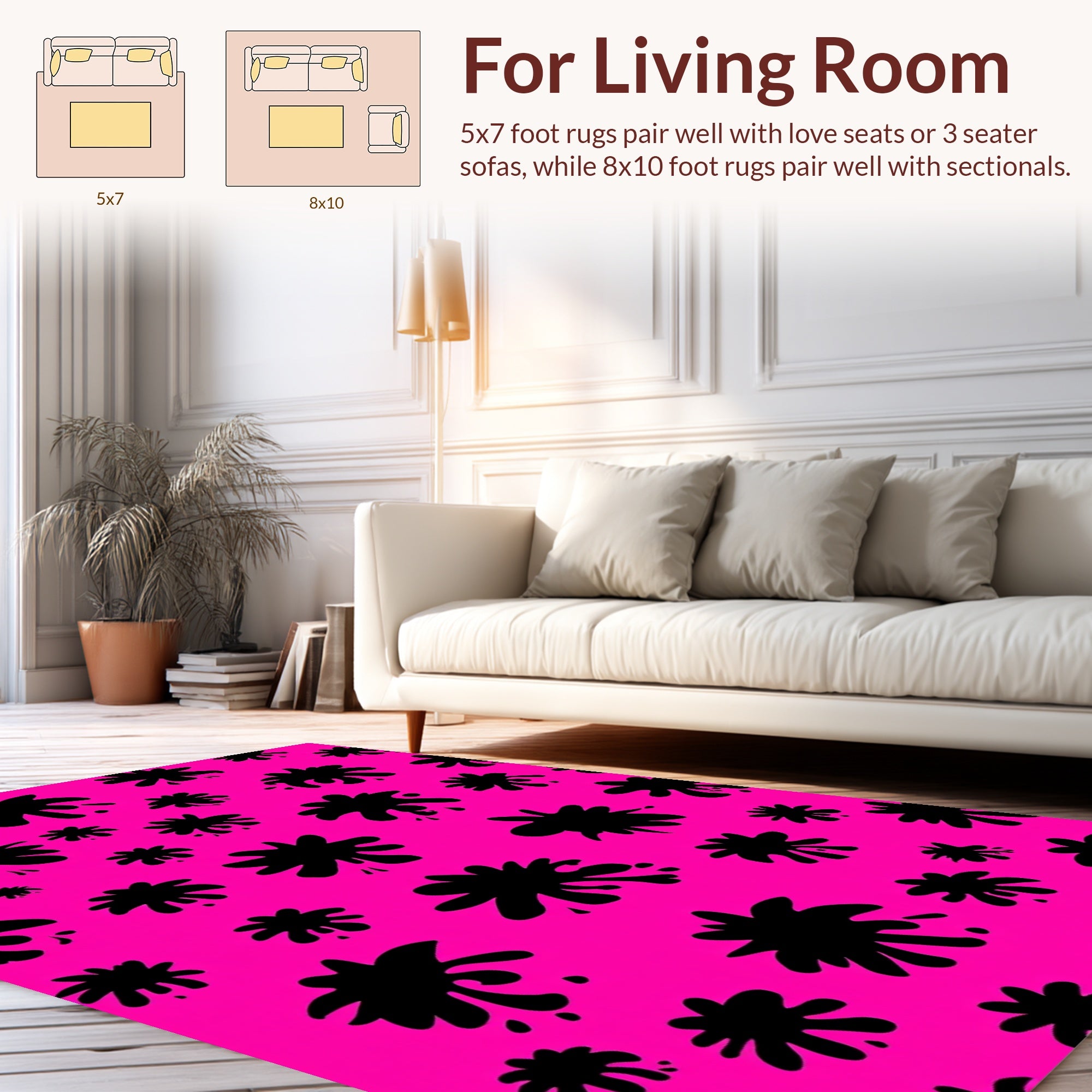 Bold Black Splatter Pattern Rug