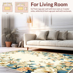 Floral Branch With Peach Blue Blooms Rug