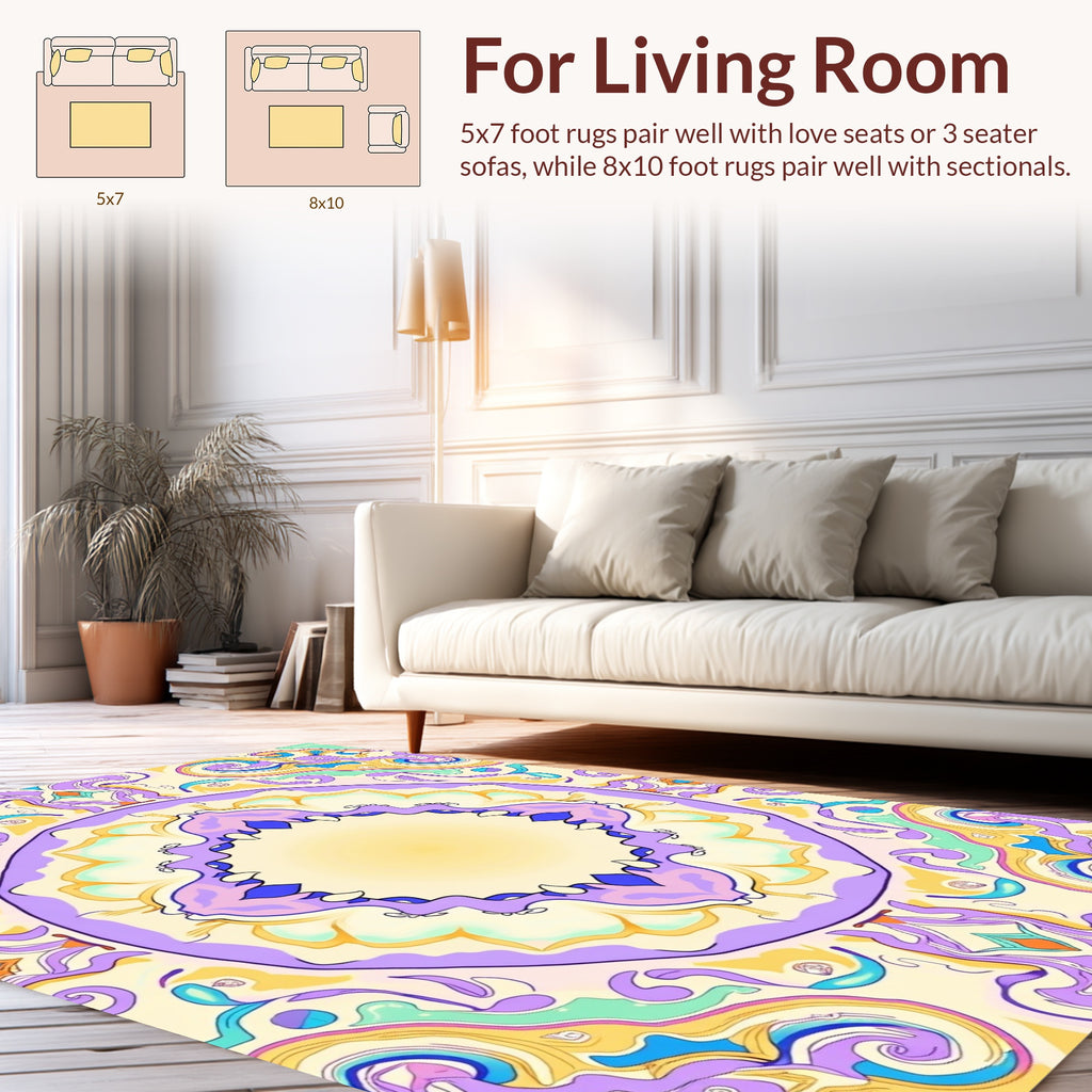 Whimsical Abstract Psychedelic Mandala Design Rug