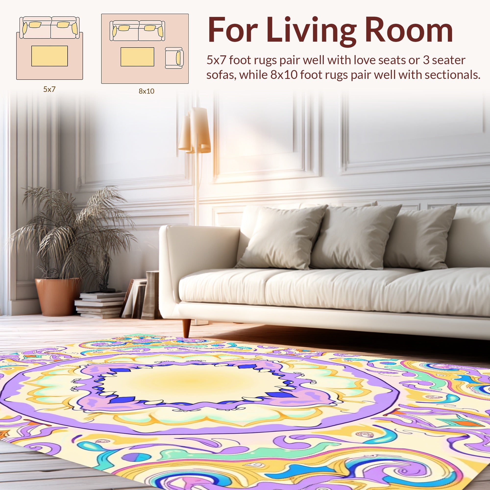 Whimsical Abstract Psychedelic Mandala Design Rug