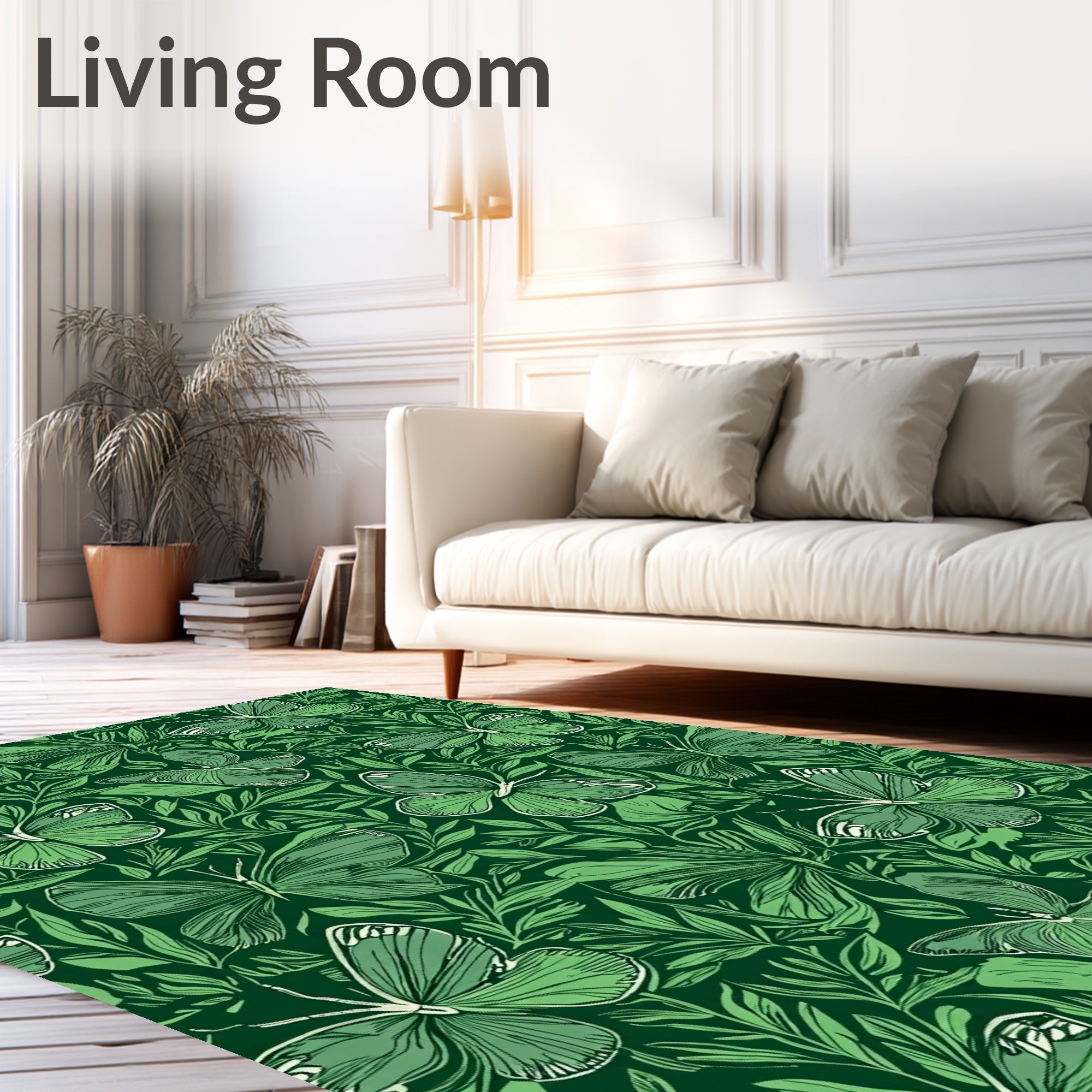 Emerald Green Butterfly Foliage Rug