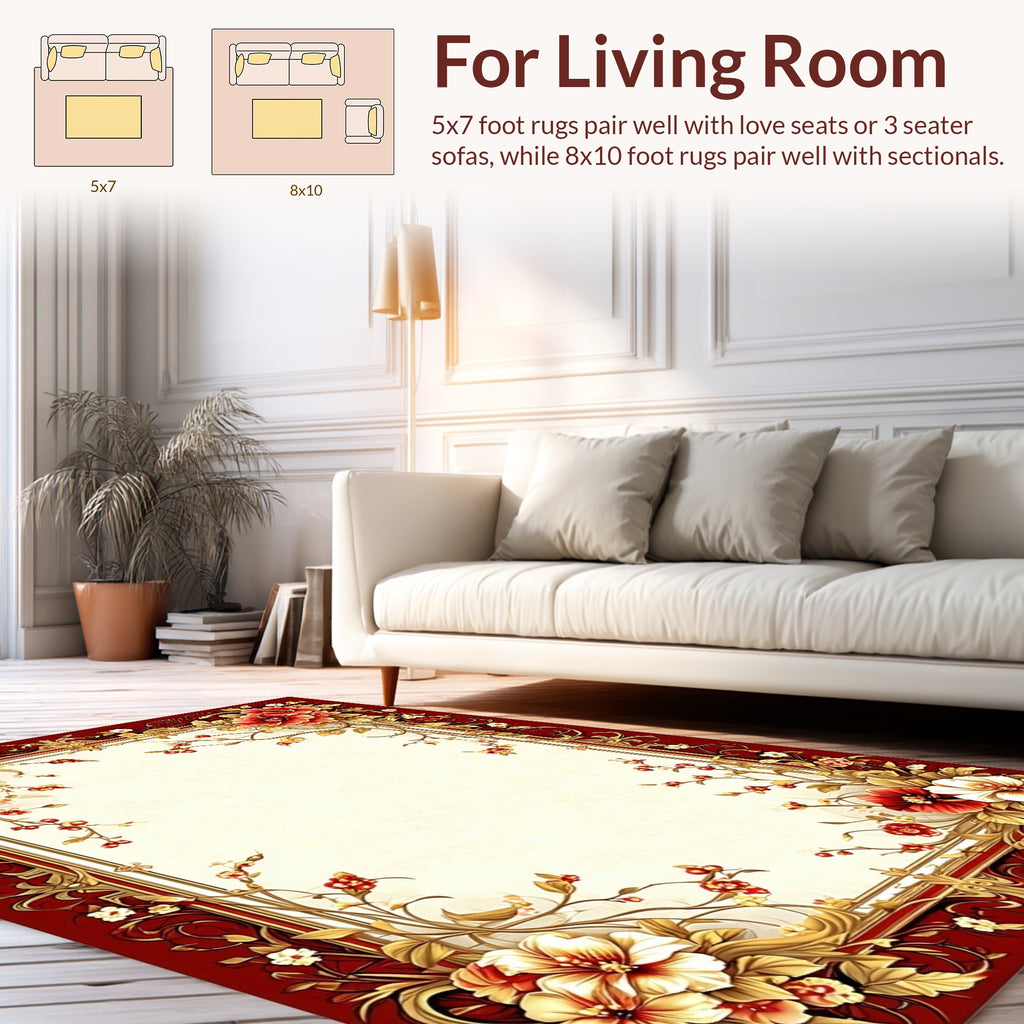 Rich Floral Vine With Golden Accents Rug