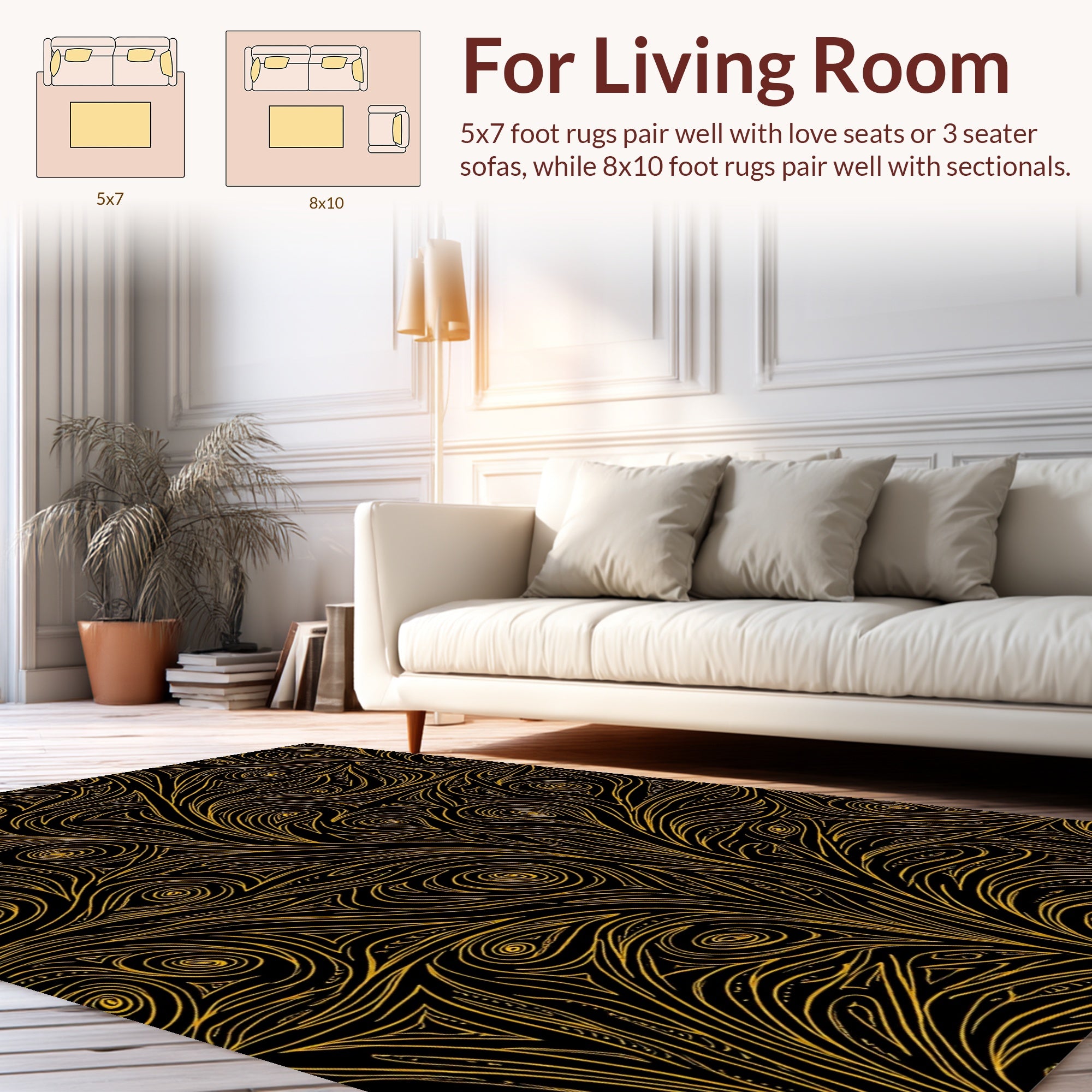 Abstract Swirls Organic Pattern Design Rug