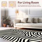 Bold Black Wave Pattern Rug