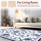 Classic Blue Floral Scroll Pattern Rug