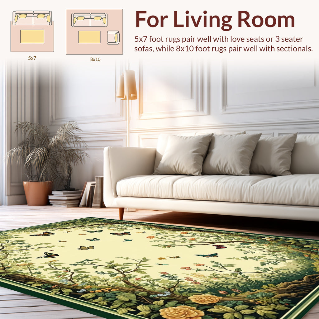 Enchanted Forest Butterfly Garden Rug