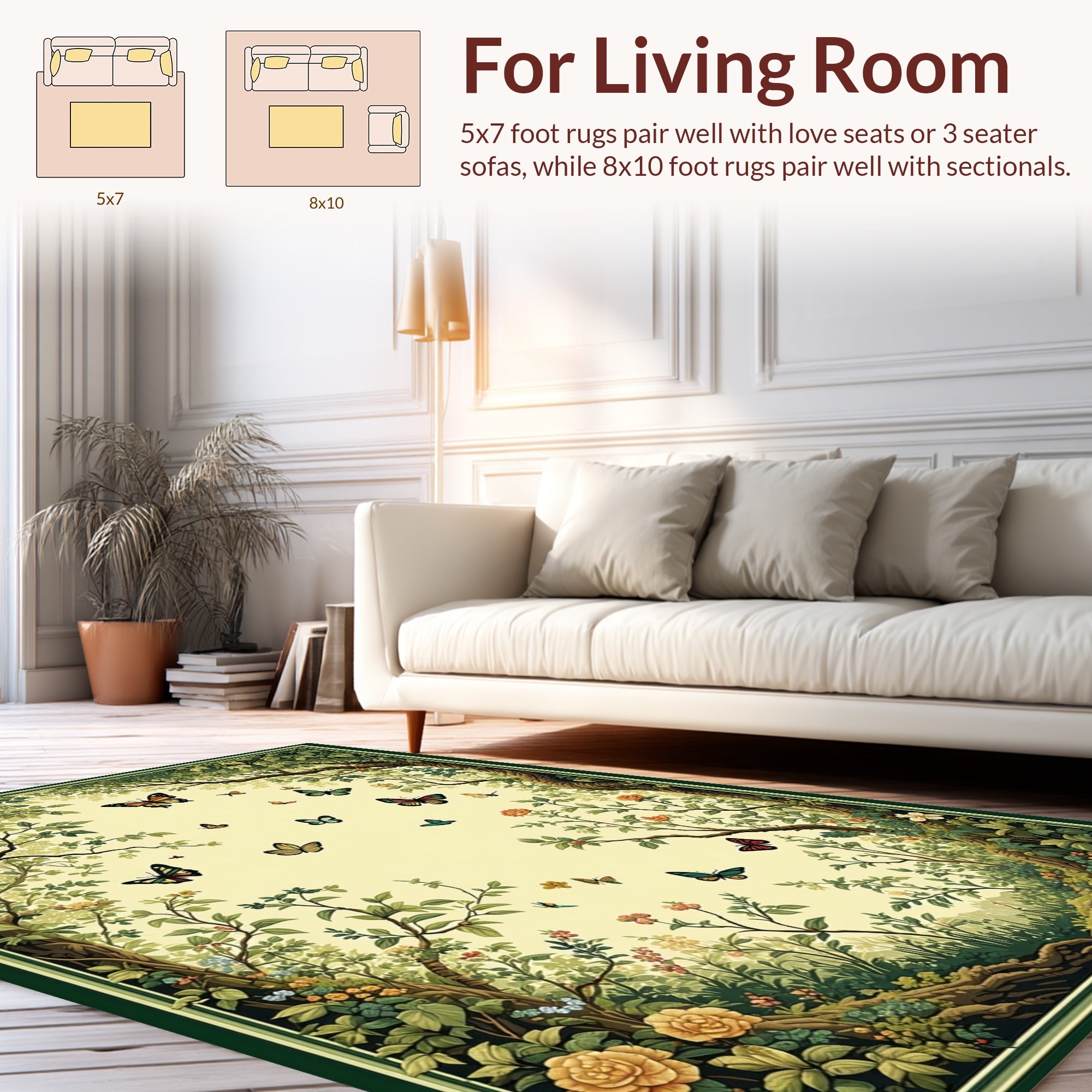 Enchanted Forest Butterfly Garden Rug