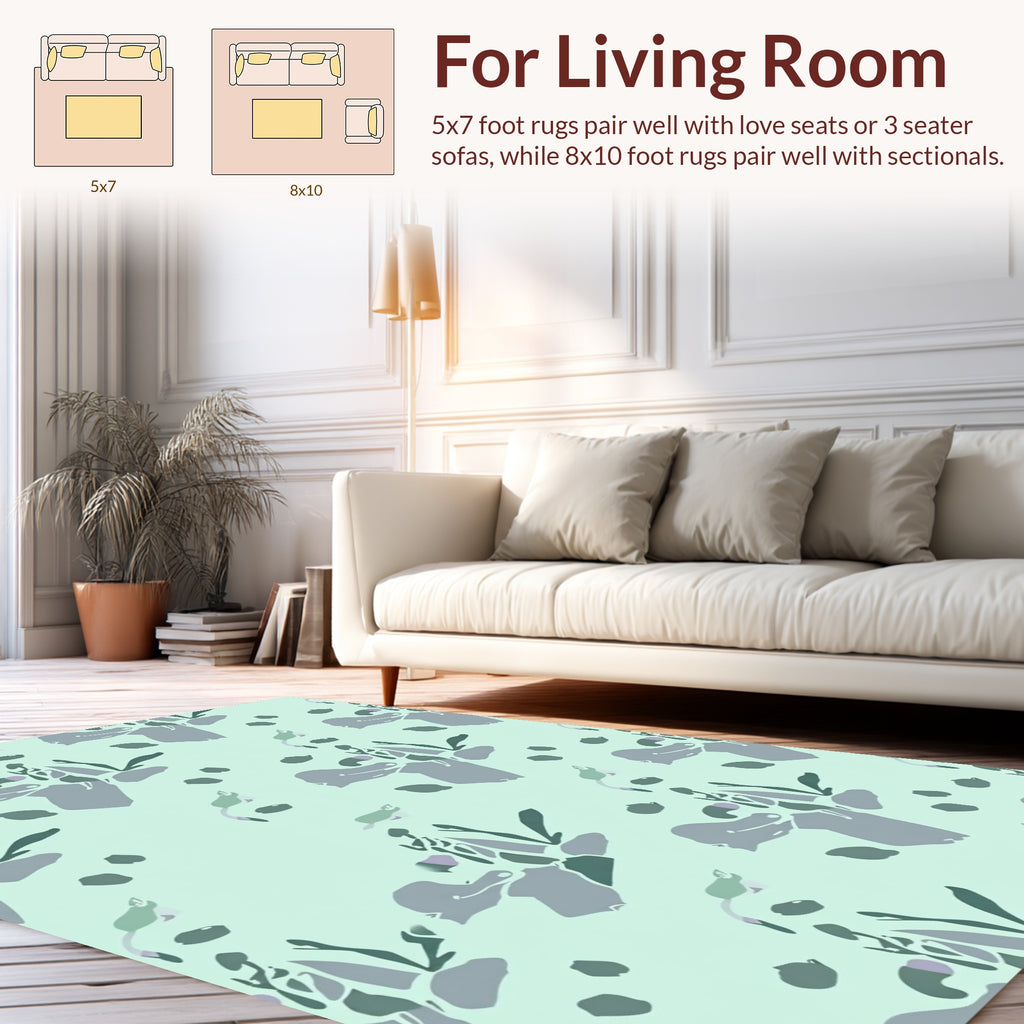 Abstract Floral Print With Sage Tones Rug