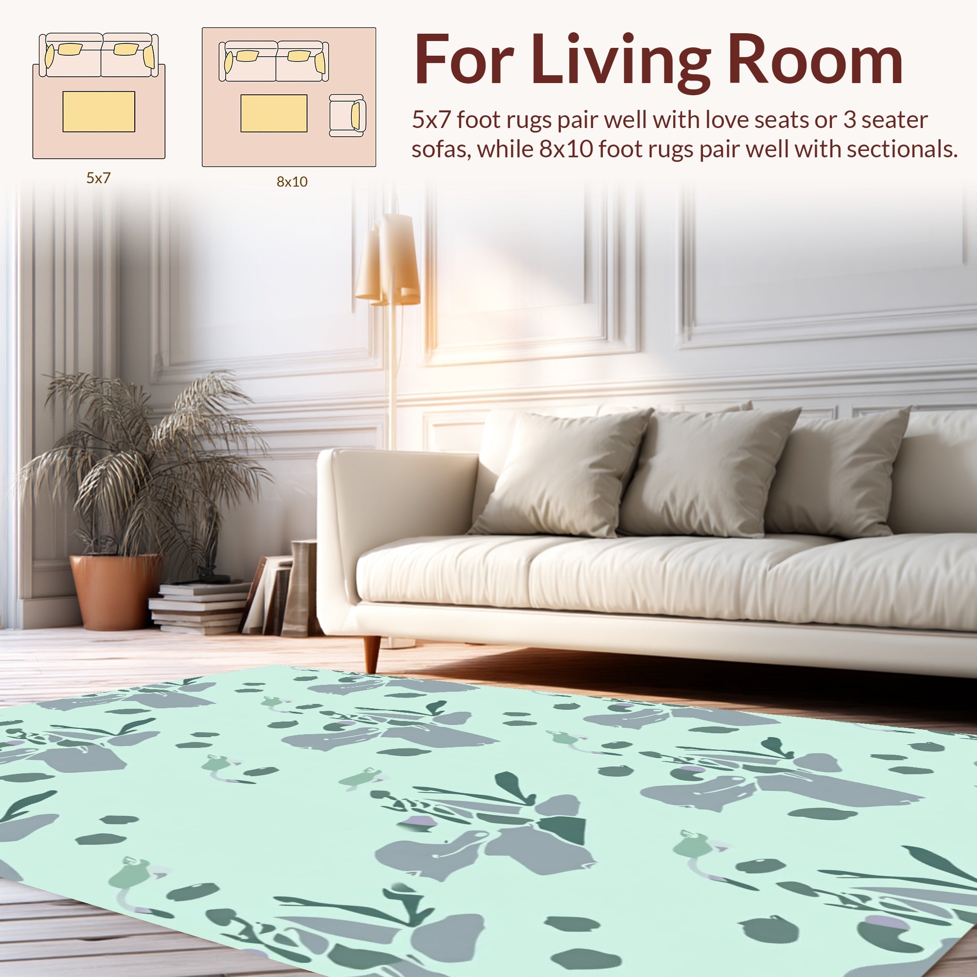 Abstract Floral Print With Sage Tones Rug