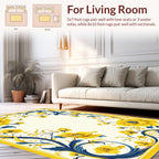 Radiant Yellow Floral Vine Design Rug