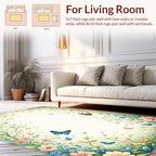 Whimsical Floral Butterfly Garden Rug