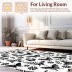 Black Butterfly Floral Pattern Rug